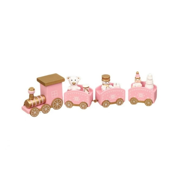 LMTODLFG Four Train Christmas Decorations Wooden Train Toy with 3 Train Cars and 3 Play Figures for 3 4 5 Years Old Boy Girl Toddlers Clearance Sale