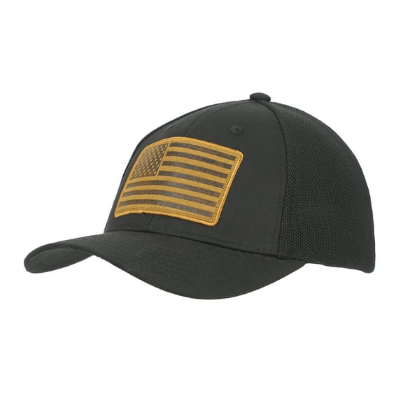 USA American Flag Patch 6-Panel Black Pre-Curved Snapback Hat