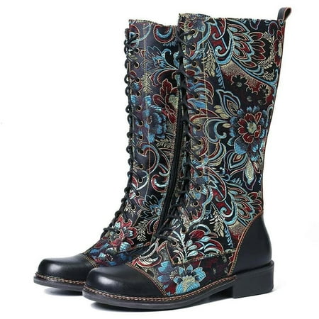 

Boots For Womens Embroidered Vintage Boots Motorcycle Boots Ethnic Style Women Boots Long Boots Shoes