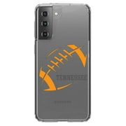 DistinctInk Clear Shockproof Hybrid Case for Galaxy S21 5G (6.2" Screen) - TPU Bumper, Acrylic Back, Tempered Glass Screen Protector - Tennessee Football - Orange, Smokey