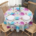 thumbnail image 3 of Cute Hedgehog and Flowers Round Tablecloth 60"x60",Wrinkle Wipeable Table Cloth for Kitchen Dining Room Picnic Patio Party, 3 of 6
