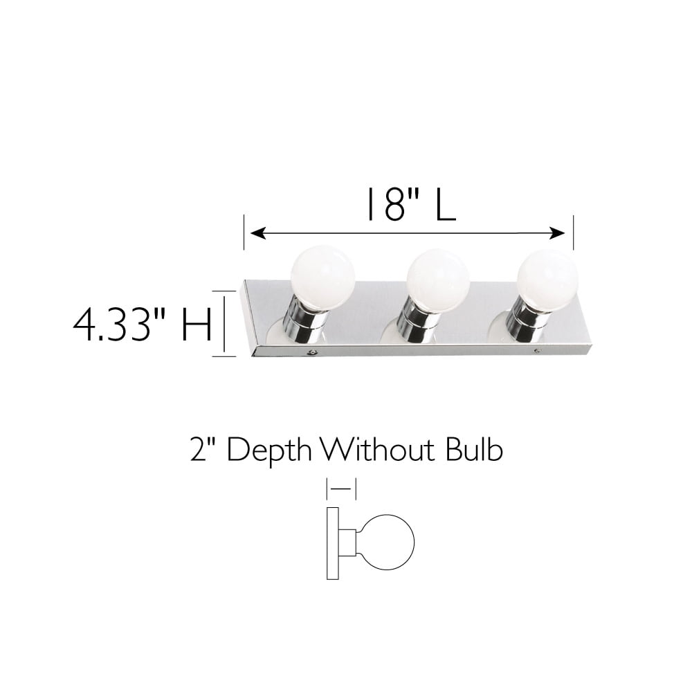 Design House Strip 3-Light Dimmable Contemporary Vanity Light, Polished Chrome
