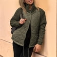 thumbnail image 6 of Winter Women Warm Knit Patchwork Puffy Jacket Casual Stand Neck Long Sleeve Jackets with Zipper Army Green M, 6 of 7