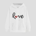 thumbnail image 2 of Ecqkame Oversized Sweatshirt for Women Heart Print Winter Hoodie Pullover Tops Long Sleeved Comfortable Athletic Sweatshirt with Pocket E-White L, 2 of 6