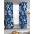 thumbnail image 2 of Navy Blue Coastal Sheer Curtains 84 Inch Length 2 Panels Set for Living Room/Bedroom, Nautical Beach Starfish Coral Summer Kitchen Curtains Grommet Semi-Sheer Curtains Window Treatments 42"x84"x2, 2 of 7