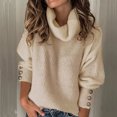 thumbnail image 1 of Mode Femmes Col Roulé Uni Manches Longues Style Ample Tricoté Hauts Blouse, 1 of 5
