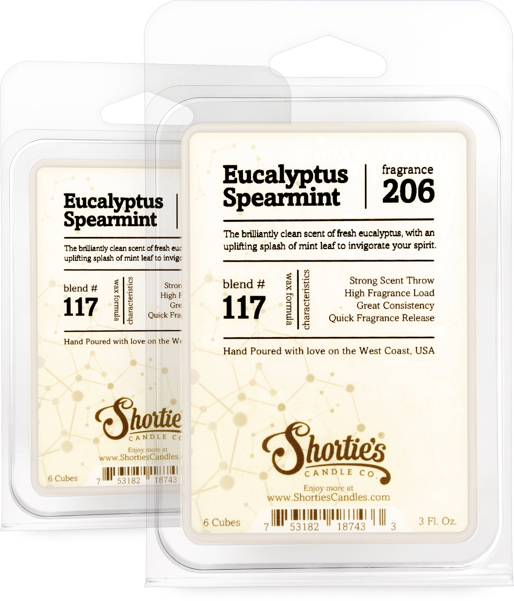 Eucalyptus Spearmint Wax Melts Multi Pack - Highly Scented + Essential & Natural Oils - Shortie's Candle Company