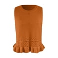 thumbnail image 6 of Womens Crochet Crop Tank Tops Sleeveless Crew Neck Ruffle Summer Boho Knit Sweater Vest Orange Size XL, 6 of 6