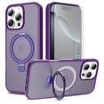 thumbnail image 1 of Asuwish Phone Case for iPhone 16 Pro Max 6.9 inch Tempered Glass Screen Protector Magnetic Folding Stand Frosted Translucent Rugged Shockproof Protective Cell Cover i Phone 16PM Women Men Deep Purple, 1 of 7