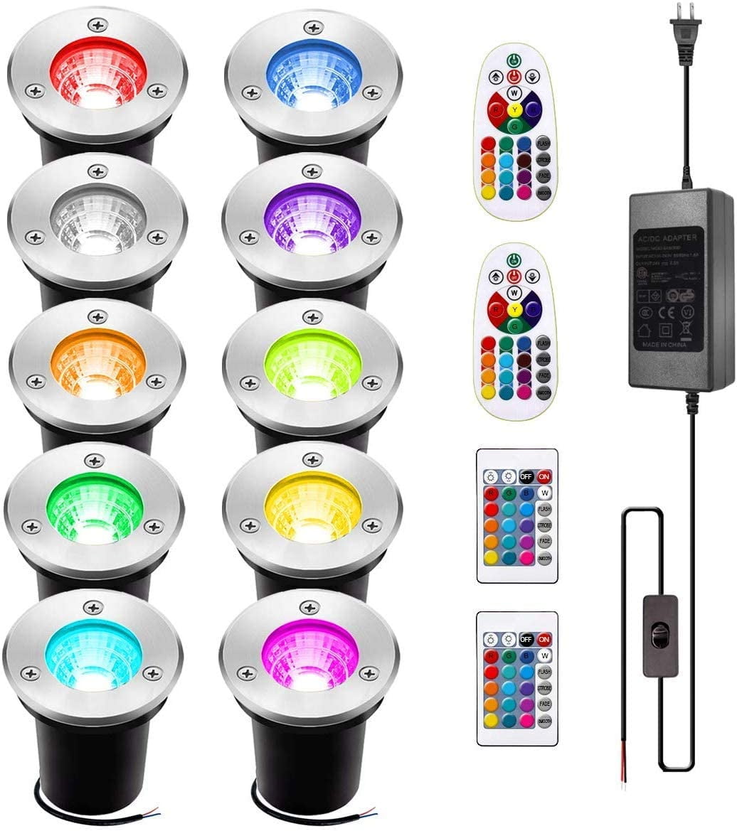 INNERWILL Landscape Lighting 10Pack 3W RGB INNERWILL Color Changing LED