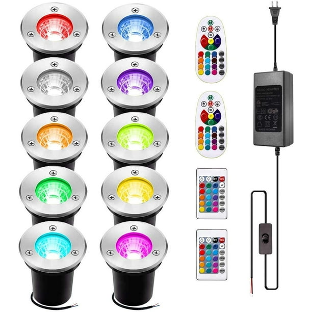 INNERWILL Landscape Lighting 10Pack 3W RGB INNERWILL Color Changing LED Lights Low Voltage IP67