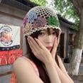 thumbnail image 6 of SikaFu Spring And Summer New Literary Colored Flower Hollow Hat Women Sweet Fashion National Wind Knitting Baotou Hat, 6 of 9