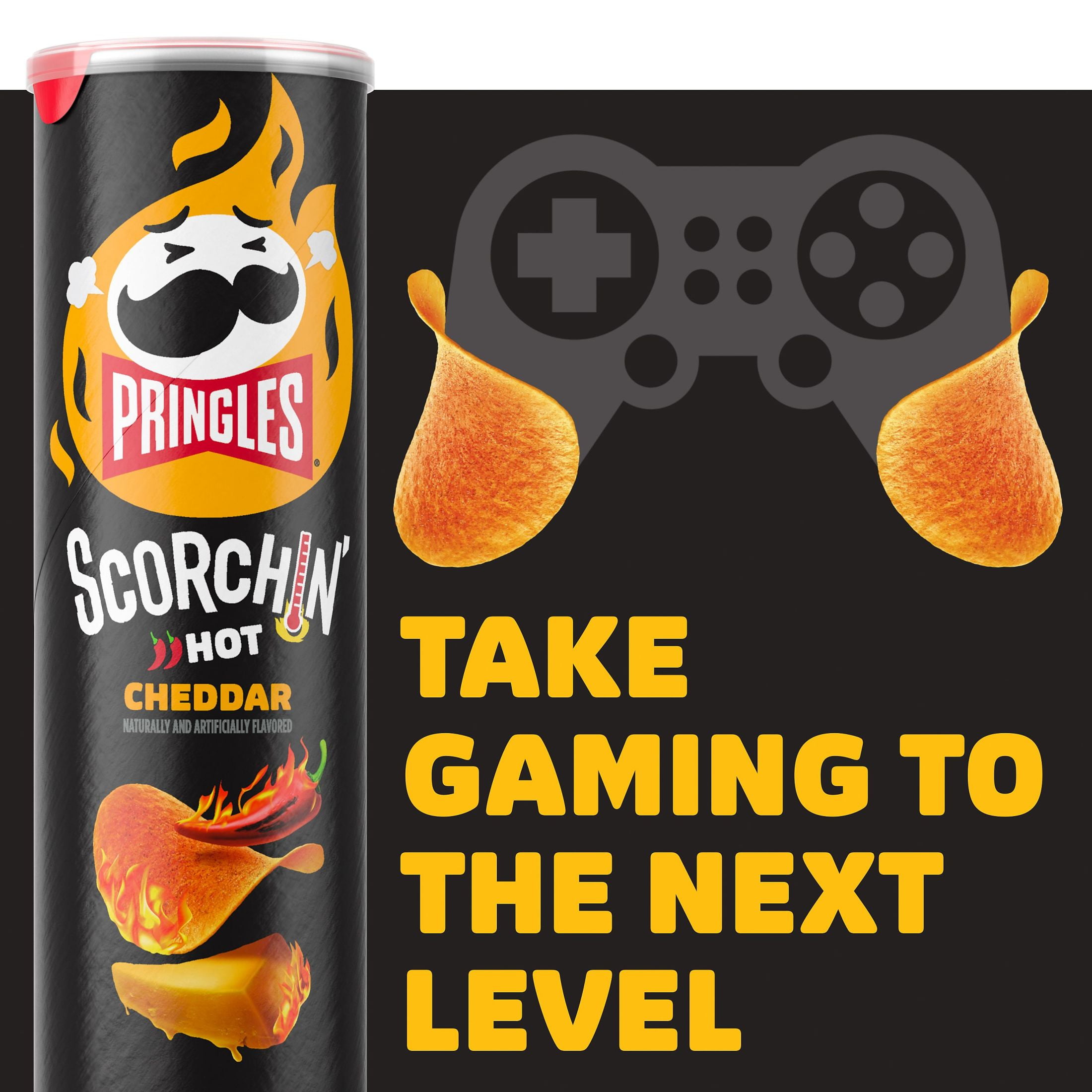 Pringles Scorchin' Cheddar Potato Crisps Chips, Spicy Snacks, 5.5 oz