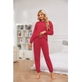 thumbnail image 2 of U2SKIIN Womens Fleece Pajamas Set, Soft Lightweight Sleepwear Pullover Lounge Pjs Set,(Burgundy,L), 2 of 4