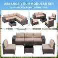thumbnail image 3 of ALAULM 6 Pieces Patio Conversation Set, Outdoor Sectional PE Rattan Wicker Furniture Seat,Sand, 3 of 7