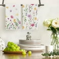 thumbnail image 2 of Pink Yellow Flowers Spring Kitchen Towels Dish Towels, 18x26 Inch Summer Leaves Holiday Decoration Hand Towels Set of 2, 2 of 6