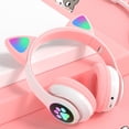 thumbnail image 5 of Dcenta Stn-28 Over Ear Music Headset Glowing Cat Ear Headphones Foldable Wireless BT5.0 Earphone with Mic Aux in TF Card for PC Laptop Computer for Adults Kids, 5 of 7