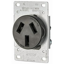Leviton R20-05206-S10 Electrical Receptacle, 3 -Pole, 125/250 V, 50 A, NEMA: NEMA 10-50R, Black