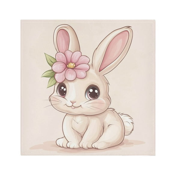 Satin Polyester Napkins - 20x20 InchSingle-Sided Printed Napkins, 1-Piece/4-Piece/6-Piece Set, DIY Personalized Table Setting，Cute Bunnyal