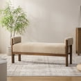 thumbnail image 6 of Usaint Soft Upholstered Chenille Ottoman Bench with Padded Armrests, Solid Wood Legs for Entryway, Bedroom End of Bed, Living Room, Brown, 6 of 9