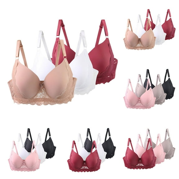 Bixock Women Underwear,Women Casual Bras,Women's Bras 3 Pack Plus Size Underwire Bra Thin Cup Push Up Support