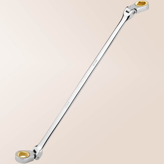 Extra Long Anti-Slip Flex-Head Ratcheting Wrench, Metric, CR-V Steel