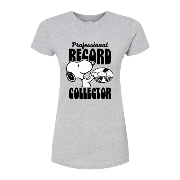 Peanuts - Snoopy Record Collector - Juniors Fitted Graphic T-Shirt