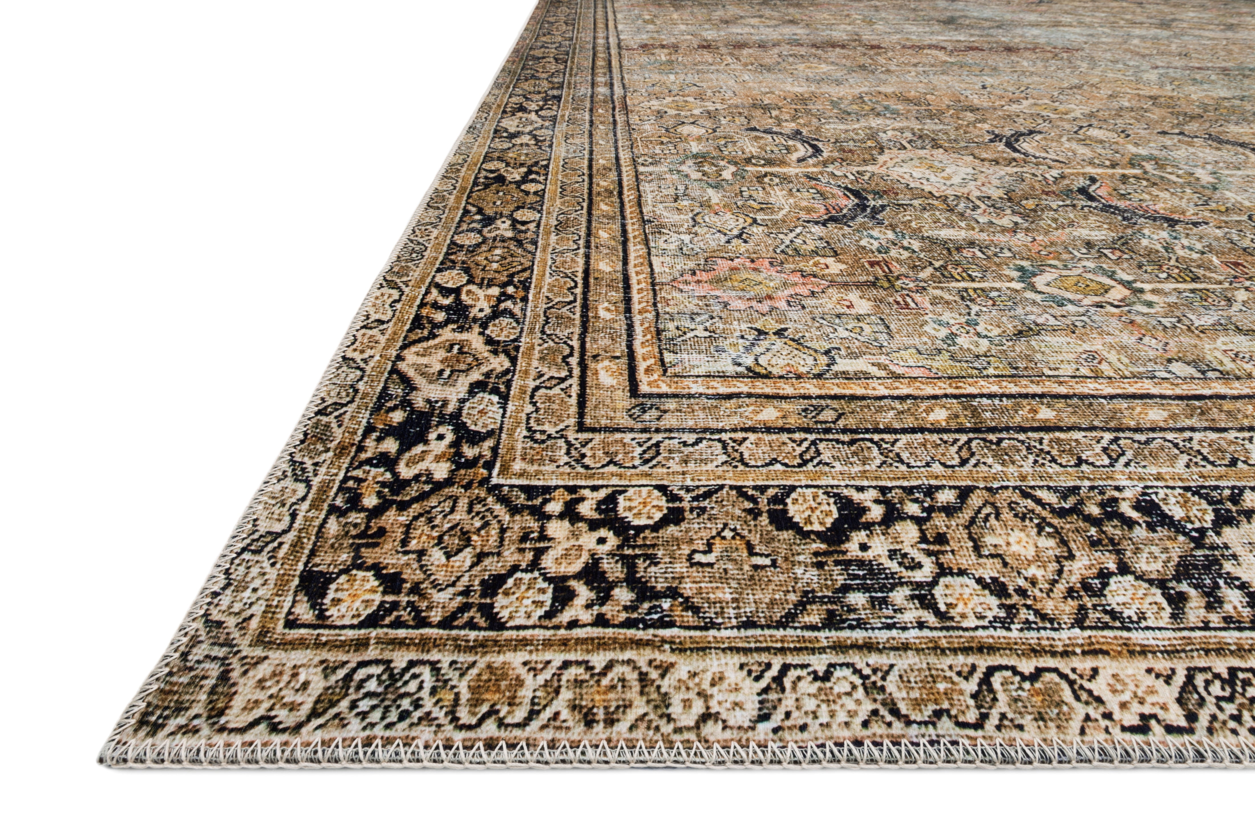 Loloi II Layla Printed Oriental Distressed Olive / Charcoal Area Rug