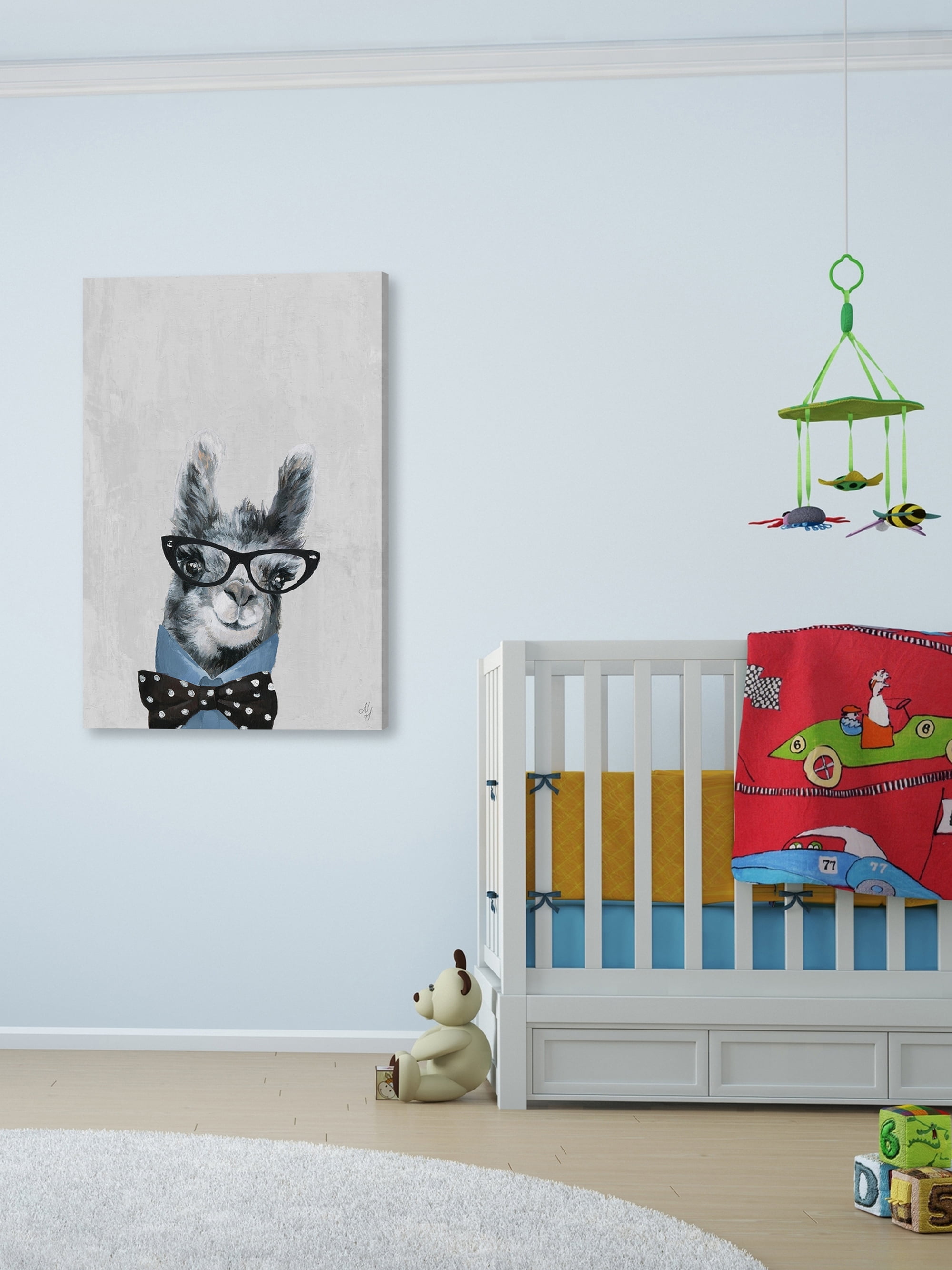 Marmont Hill Llama with a Bow III Canvas Wall Art