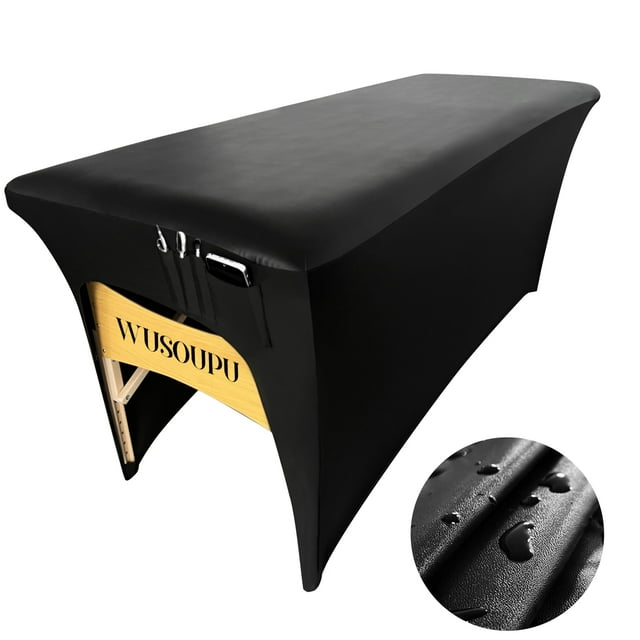 Funda de mesa de masaje WUSOUPU, de piel sintética, lavable con un paño, color negro, 6 pies