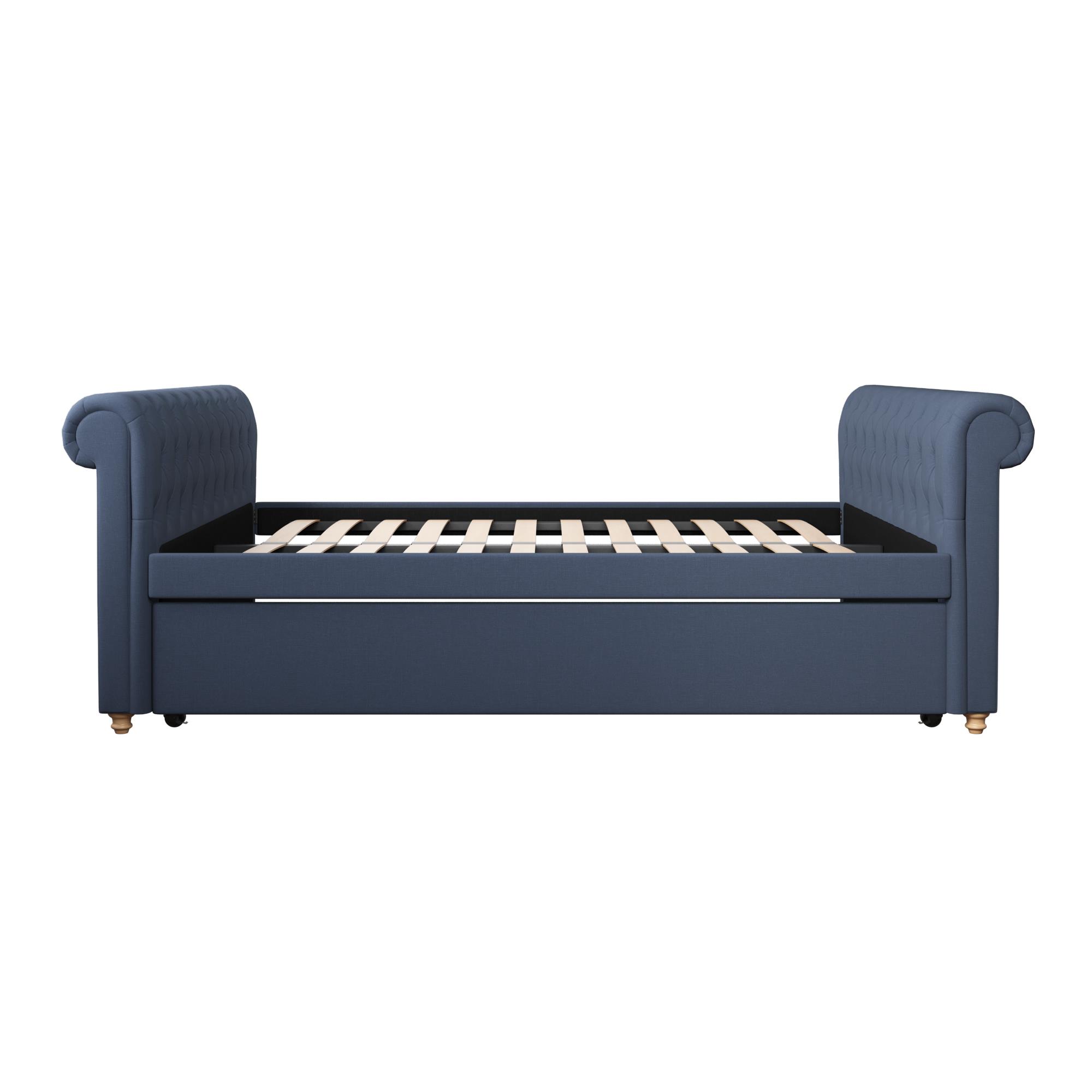 DHP Sophia Upholstered Queen Daybed and Full Trundle Navy Blue Linen Walmart