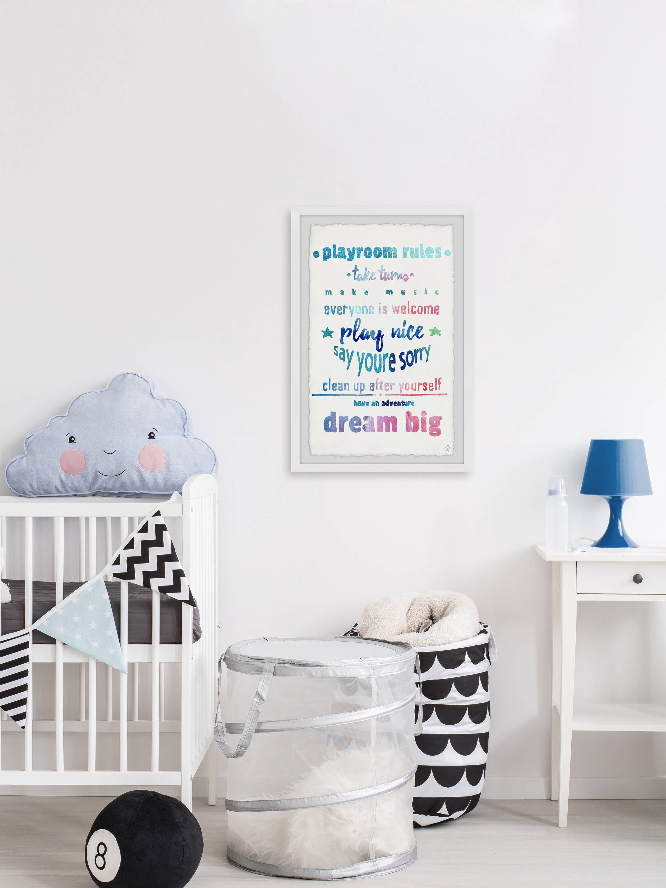 Marmont Hill Dreamy Playroom Rules Framed Wall Art, 12.00" x 1.50"