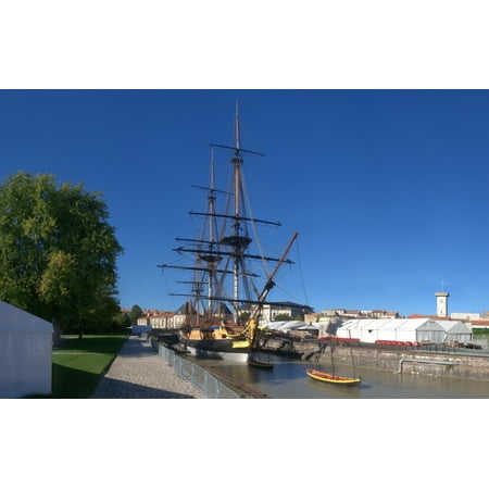 Ship replica of the Count de La Fayette at the site of the Hermione Rochefort Charente-Maritime Poitou-Charentes France Canvas Art - Panoramic Images (24 x