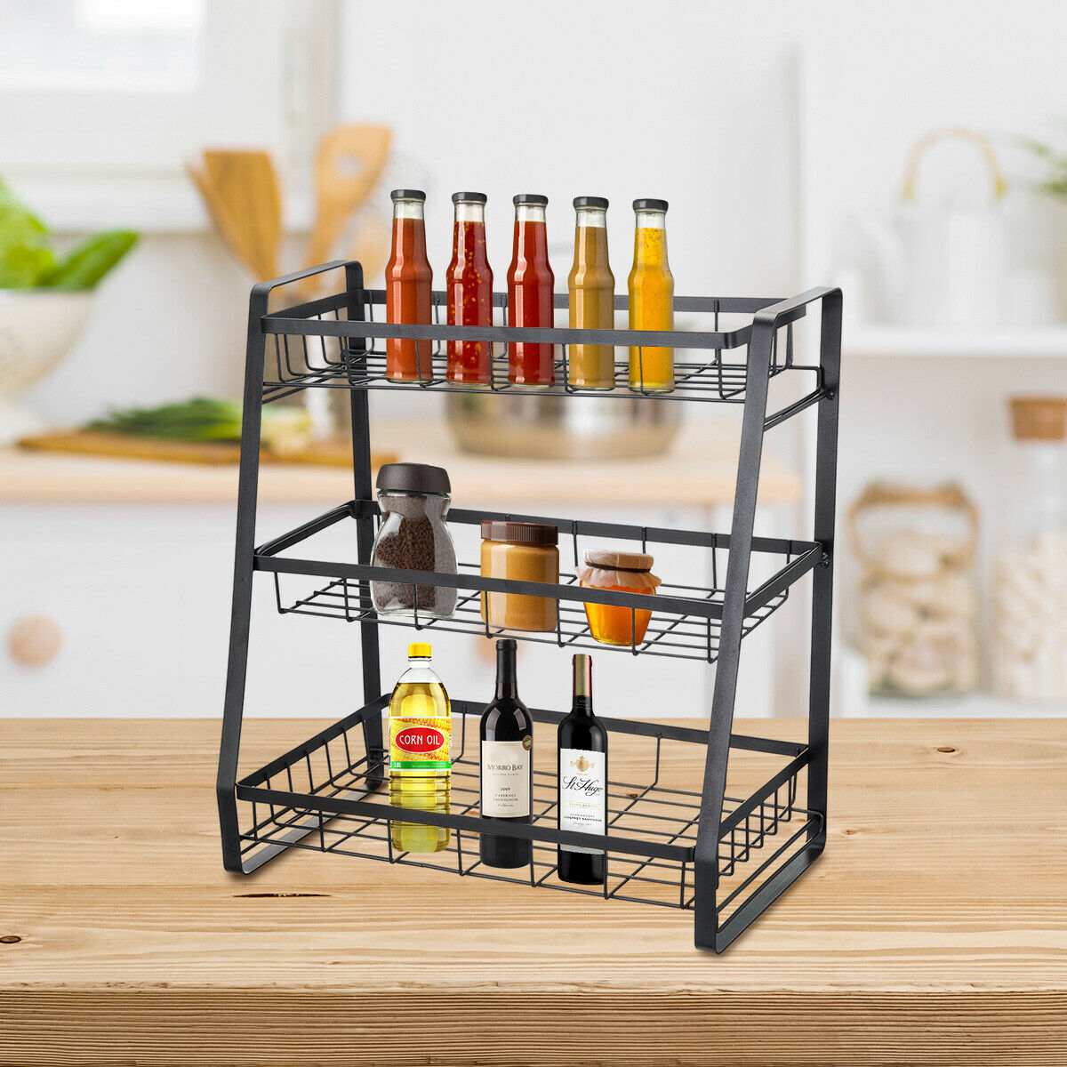 3Tier Wire Shelves Unit Adjustable Metal Shelf Rack Kitchen Storage