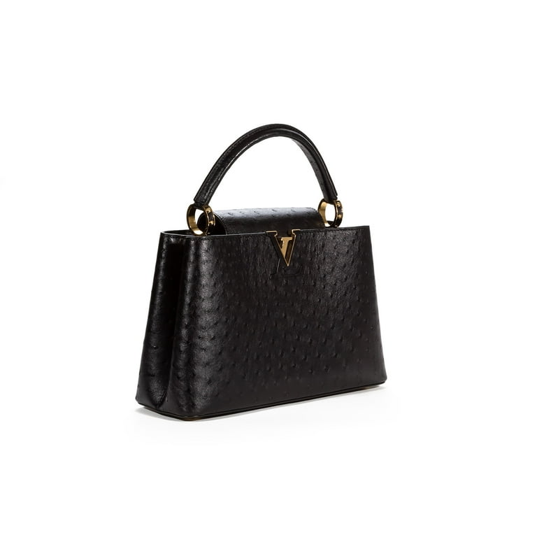 Louis Vuitton Capucines PM Black Ostrich Leather Womans Handbag 
