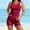 Wine, variant on YHAJDS Womens Solid Color Tankini Set Round Neck Modest Two Piece Swimsuit Summer