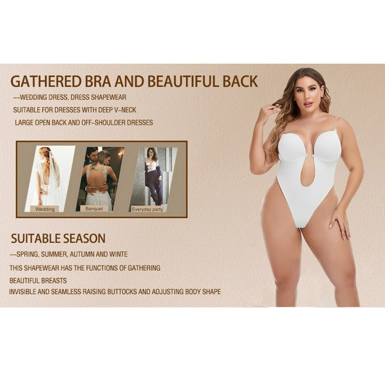 LowProfile Shapewear for Women Tummy Control Bodysuit Plus Size For Plus  Size Backless Built In Bra Seamless With Open Crotch Body Shaper White M