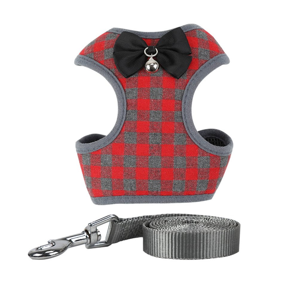 Dog Harness Leash Set Pet Vest Harness With Bowknot Mesh Padded For