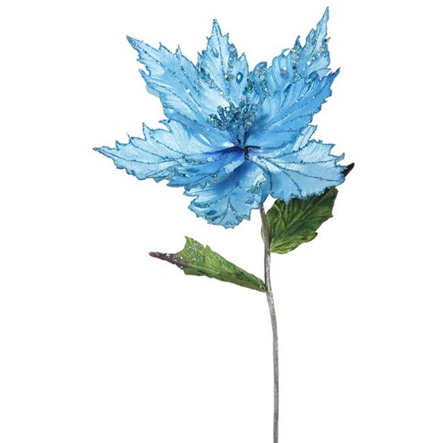 Vickerman OF160942 Tige de Fleur de Poinsettia Bleu Ciel&44; 26 & 13 Po.