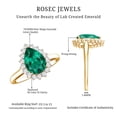 thumbnail image 6 of Rosec Jewel Lab Grown Emerald Teardrop Engagement Ring for Women (AAAA Grade - 2 Carat) - Statement Emerald Diamond Halo Ring, 18K Yellow Gold, US 5.50, 6 of 7