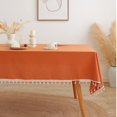 thumbnail image 3 of Mantel rectangular de algodón blanco con borlas, cubierta de mesa lavable de granja para cocina, sala de estar, comedor, decoración de Picnic, 3 of 5