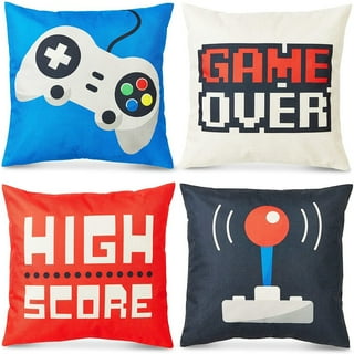 Ansoela Set of 4 Gaming Pillow Cover 18 X 18 Inch Game Controller Throw  Pillows Gamer Gifts Cushion Cover Black Gamer Decor for Boys Room Bedroom  Sofa