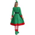 thumbnail image 2 of Zaldita Women Christmas Elf Suit Santa Helper Velvet Dress Xmas Holiday Party 7Pcs Outfits Green M, 2 of 7