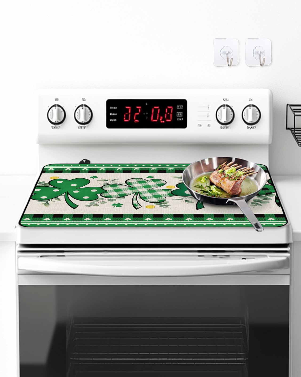 Stove Top Covers for Electric Stove, St. Patrick's Day Kitchen Glass Ceramic Electric Cooktop Covers, HeatResistant Oven/Countertop/Dishwasher/Sink Protector
