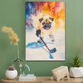 thumbnail image 2 of Pug Dog Stretched Canvas Size 8x12 – Ice Hockey Canvas Print of Funny Pug Dog Wall Art, Ice Hockey Sports Wall Decor, Home Decor, Dog Lover, 2 of 5