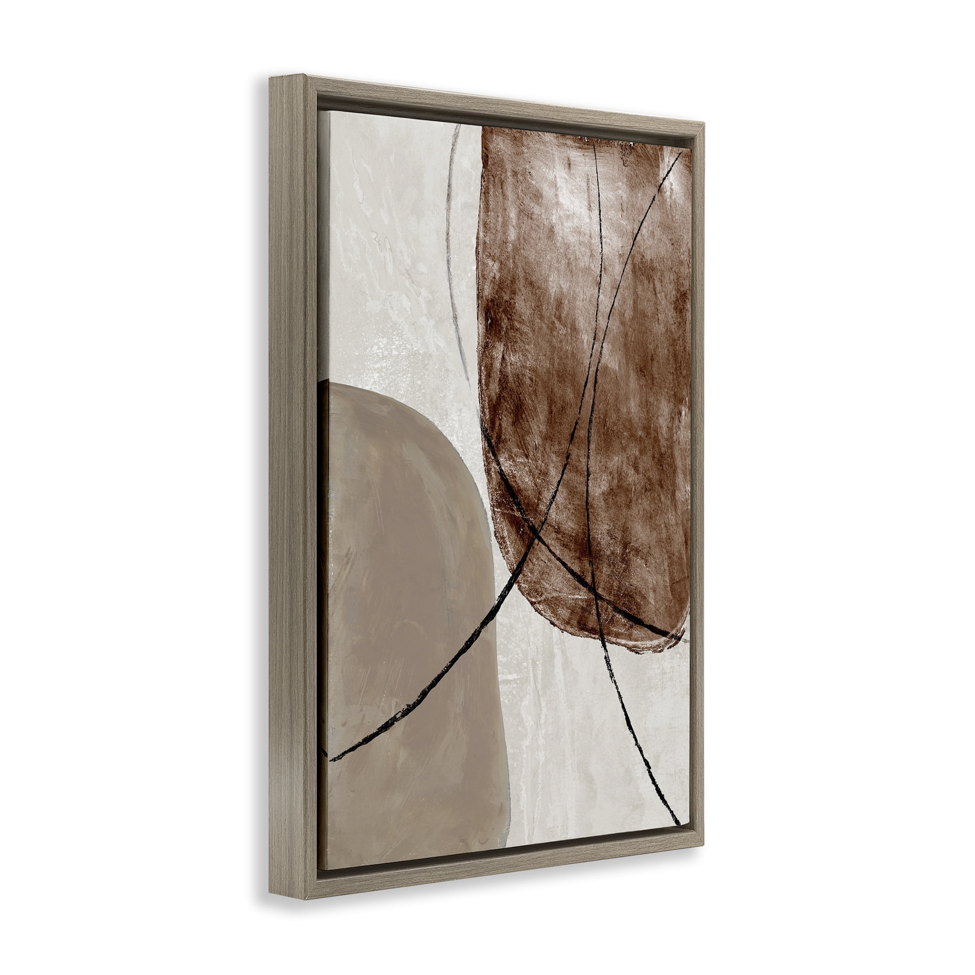 Stupell Industries Taupe & Brown Abstract Brown Framed Floater Canvas Wall Art, design by Merri Pattinian