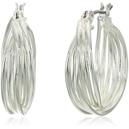 Nine West Silver-Tone Twisted Hoop Earrings