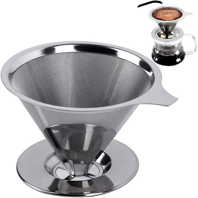 Portavasos de malla de acero inoxidable sin papel, filtro para café, seguro, saludable, duradero, fácil de limpiar, para la familia, la oficina, el camping, el senderismo, la pesca, etc.