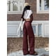 thumbnail image 3 of Pantalones vaqueros de pierna ancha para mujer, holgados de Vaqueros cintura alta, color rojo ladrillo, aspecto fino y alto, otoño e invierno, 2023, 3 of 5