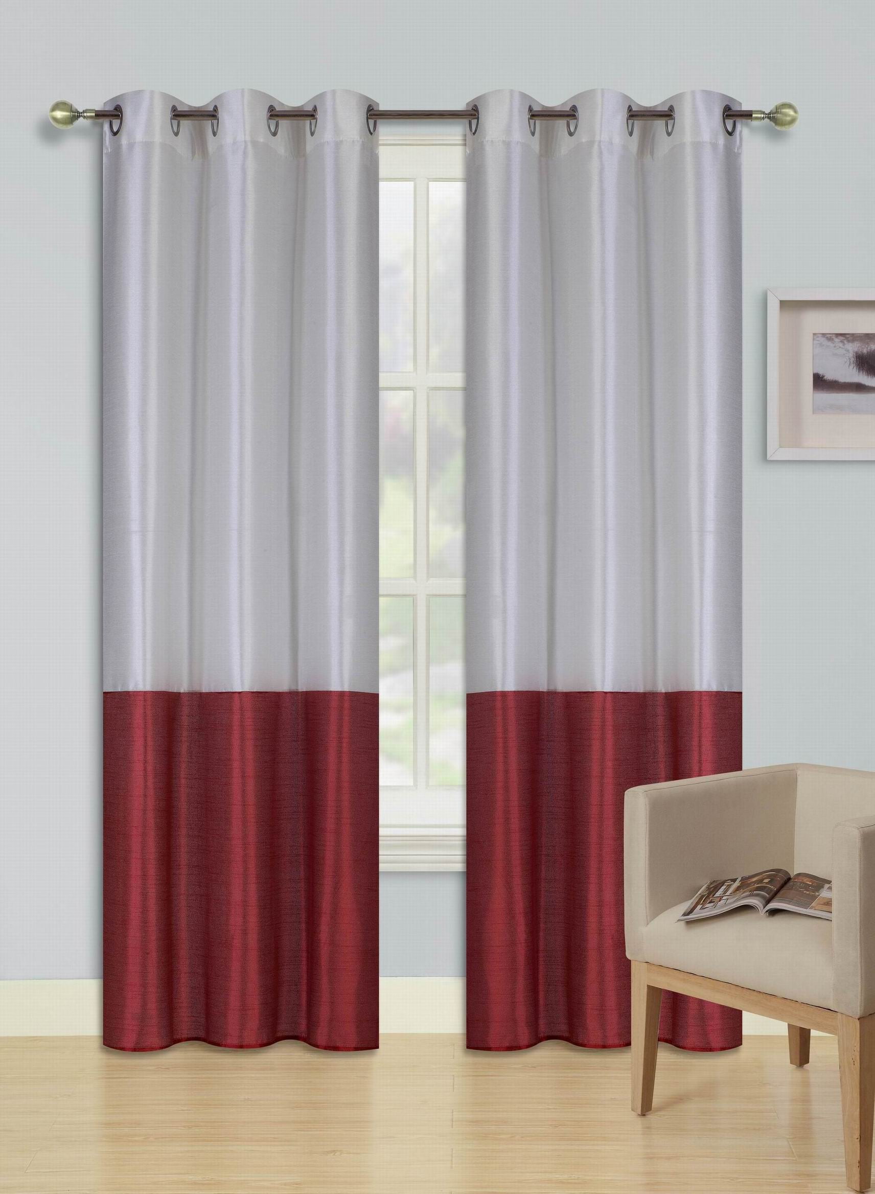 1PC New 2-TONE Window Curtain Grommet Panel Lined Blackout EID IVORY BROWN 